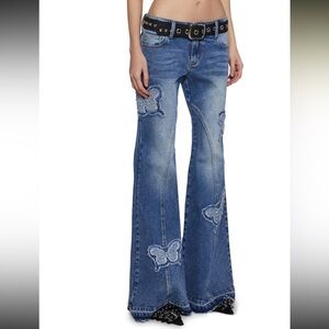 💔 Dolls Kill x Generation Kiss Butterfly Low Waist Jeans Small NWT